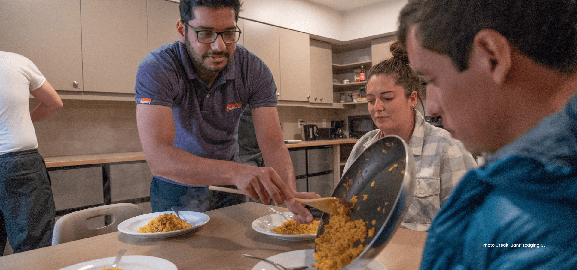 Employees serving dinner in workforce housing. Photo courtesy of BLC. Employees serving dinner in workforce housing. Photo courtesy of BLC.