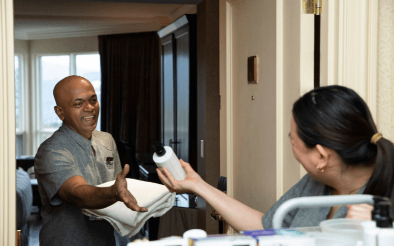 Housekeeping Employees working together. Photo courtesy of BLLHA and Rimrock Resort Hotel. Housekeeping Employees working together. Photo courtesy of BLLHA and Rimrock Resort Hotel.